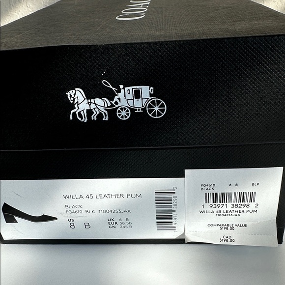 Coach Black Leather Pointed Low Heel Pump with Gold Bead Trim US Size 8B - Picture 13 of 16